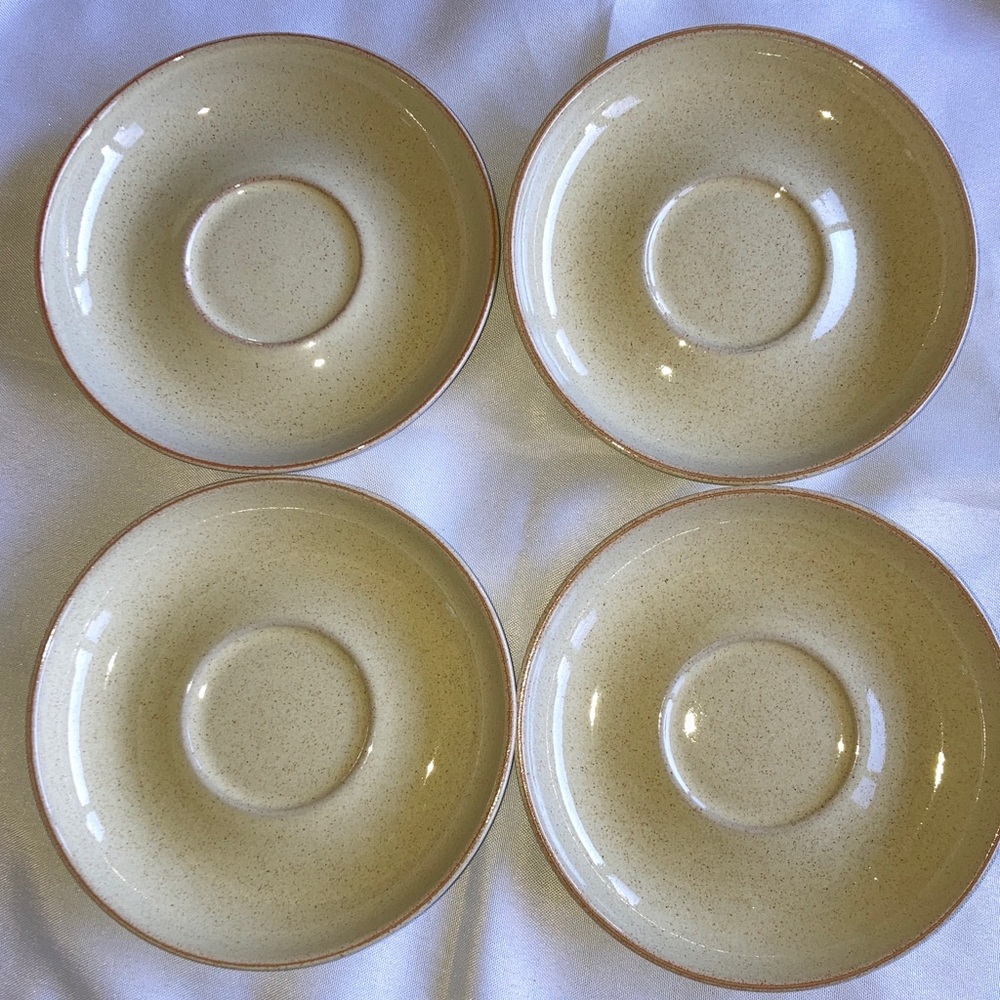 Retired Denby Daybreak Set of Four Beige Saucer Plates